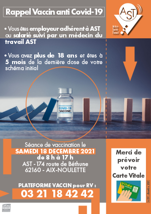Vaccination Anti-Covid-19 : RAPPEL (ou 3e dose)