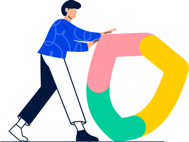 Personnage poussant un bouclier